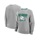 ファナティクス レディース カットソー トップス Women's Heather Gray Miami Dolphins Hit Hard Fleece Pul...