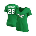 ファナティクス レディース カットソー トップス Women's Saquon Barkley Kelly Green Philadelphia Eagles Plus Size Name Number V-Neck T-Shirt Kelly Green(4)