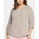 エヌワイディージェイ レディース カットソー トップス Plus Size Pintuck Blouse Indigo Dot