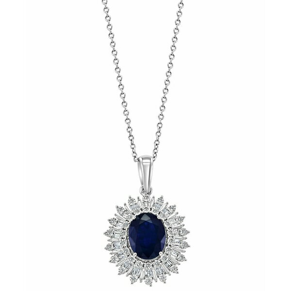 エフィー コレクション レディース ネックレス・チョーカー・ペンダントトップ アクセサリー EFFY Sapphire (1-7/8 ct. t.w.) & Diamond (1/5 ct. t.w.) Halo 18" Pendant Necklace in 14k White Gold. (Also available in Ruby) Sapphire