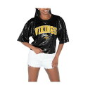 ゲームデイ レディース カットソー トップス Women's Black Minnesota Vikings Rise Up Sequin Cropped T-...