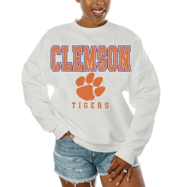 ゲームデイ レディース パーカー・スウェットシャツ アウター Clemson Tigers Gameday Couture Women's Freestyle Fleece Pullover Sweatshirt White