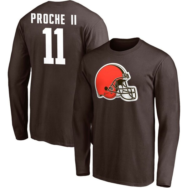 ファナティクス メンズ Tシャツ トップス Cleveland Browns Fanatics Branded Team Authentic Personalized Name Number Long Sleeve TShirt Brown