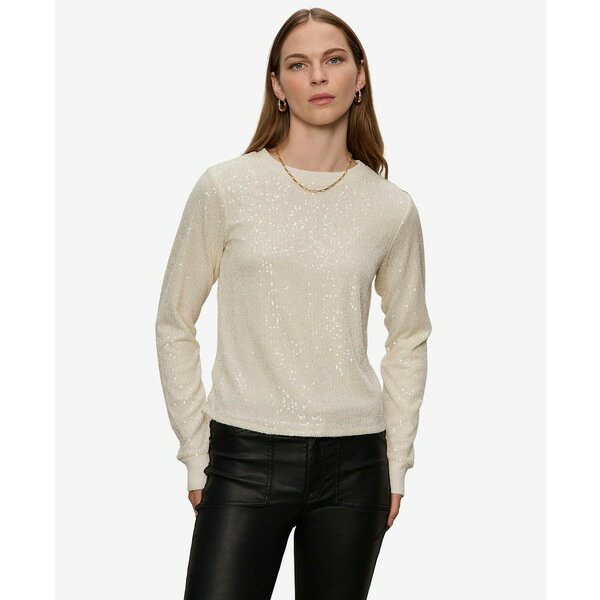 サンクチュアリー レディース カットソー トップス Women's Sparkle Together Sequin Top Chalk
