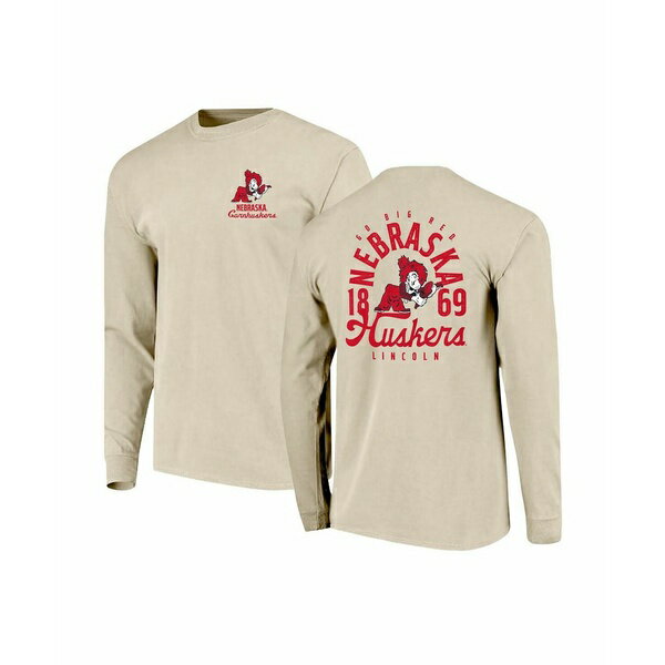 イメージワン メンズ Tシャツ トップス Men's Natural Nebraska Huskers Comfort Colors Mascot Overlay Long Sleeve T-Shirt Natural