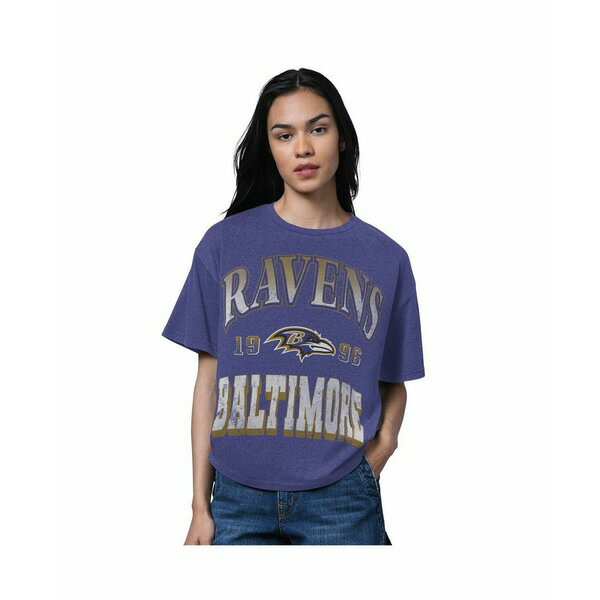 スターター レディース カットソー トップス Women's Heather Purple Baltimore Ravens Oversized Hall..