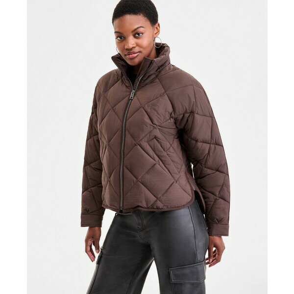 ビーシビージー レディース ジャケット＆ブルゾン アウター Women's Cropped Diamond Quilted A-Line Jacket, Exclusively at Macy's Chocolate