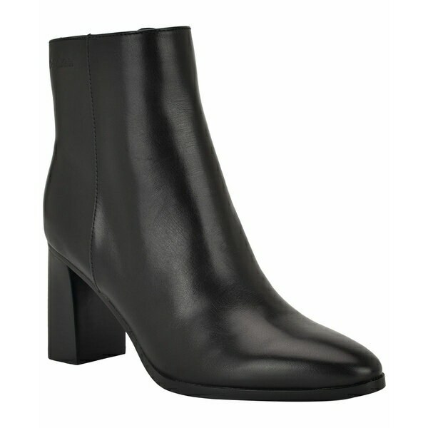 カルバンクライン レディース ブーツ シューズ Women's Dezzi High Block Heel Booties Black Leather