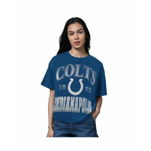 スターター レディース カットソー トップス Women's Heather Royal Indianapolis Colts Oversized Hal..