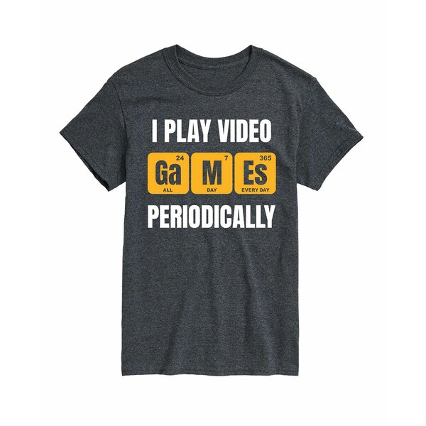 ֥  T ȥåץ Hybrid Apparel I Play Video Games Periodically Men's Short Sleeve Tee Heather Charcoal