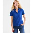 スタイルアンドコー レディース カットソー トップス Women's Short-Sleeve Knit Polo Shirt, Exclusively at Macy's Blue Echo(4)