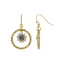 2028 レディース ピアス&イヤリング アクセサリー Women's Gold-tone Blue Crystal Flower Drop Hoop Earrings Blue(4)