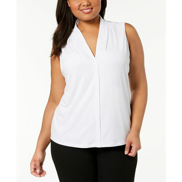 カルバンクライン レディース カットソー トップス Plus Size V-Neck Top Black