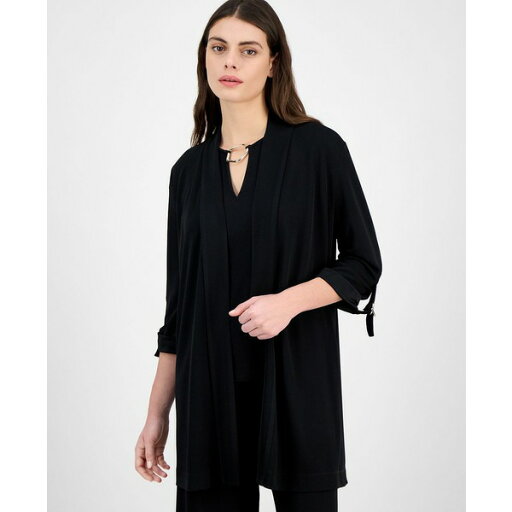 アンクライン レディース ニット&セーター アウター Women's Draped 3/4-Sleeve Cardigan Sweater Anne Black アンクライン レディース ニット&セーター アウター Women's Draped 3/4-Sleeve Cardigan Sweater Anne Black