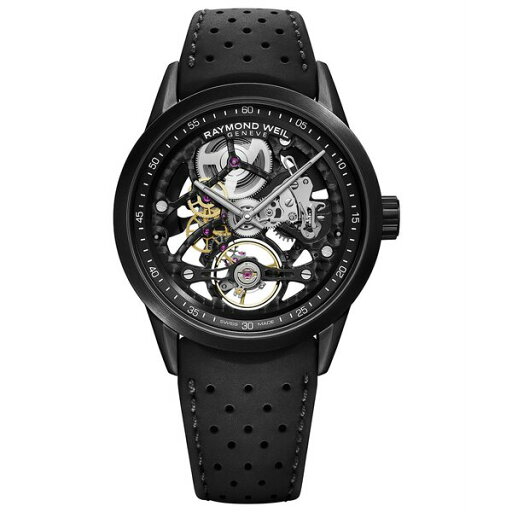 レイモンドウェイル メンズ 腕時計 アクセサリー Men's Swiss Automatic Freelancer Black Perforated Rubber Strap Watch 42mm Black レイモンドウェイル メンズ 腕時計 アクセサリー Men's Swiss Automatic Freelancer Black Perforated Rubber Strap Watch 42mm Black