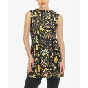 ホワイトマーク レディース カットソー トップス Women's Floral Sleeveless Tunic Top Black(4)
