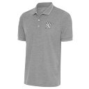 アンティグア メンズ ポロシャツ トップス New York Yankees Antigua Metallic Affluent Polo Heather Gray