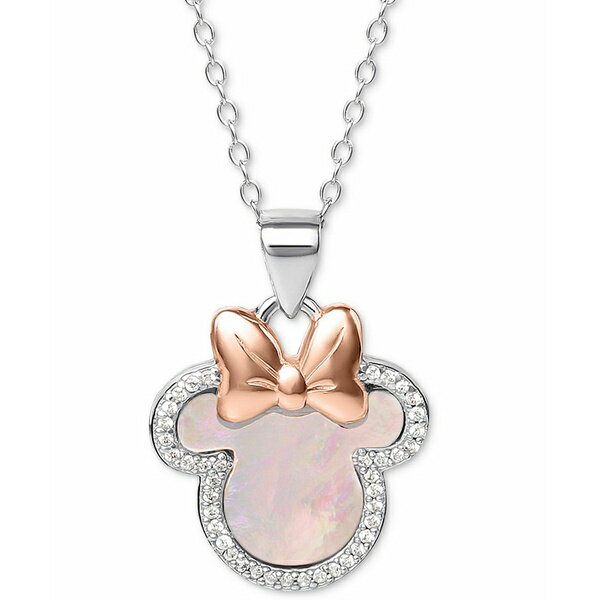 ディズニー レディース ネックレス・チョーカー・ペンダントトップ アクセサリー Mother-of-Pearl & Cubic Zirconia Minnie Mouse 18" Pendant Necklace in Sterling Silver & 18k Rose Gold-Plate Sterling Silver