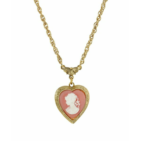 2028 レディース ネックレス チョーカー ペンダントトップ アクセサリー Gold-Tone Heart Cameo Locket 16 Adjustable Necklace Orange