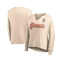 ファナティクス レディース Tシャツ トップス Women 039 s Branded Cream Distressed San Francisco Giants Go For It Waffle Knit Long Sleeve Notch Neck T-shirt Cream