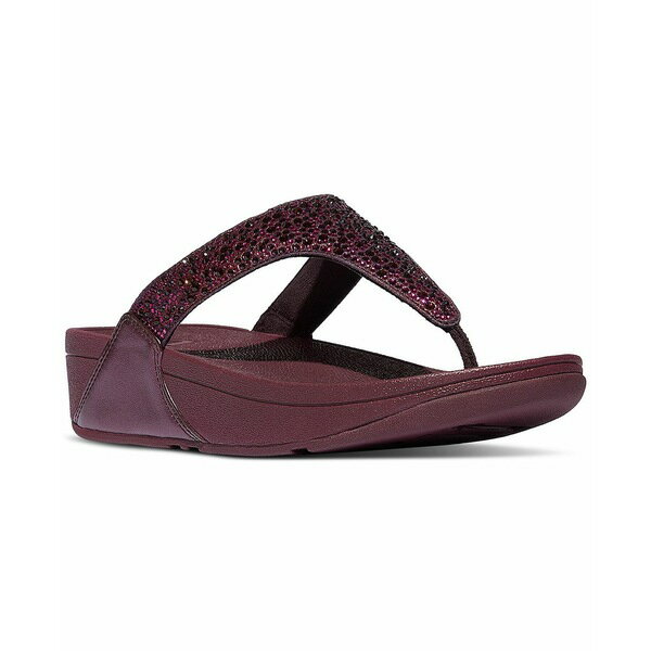 フィットフロップ レディース サンダル シューズ Women's Lulu Crystal Mix Toe-Post Wedge Sandals Metallic Plumberry