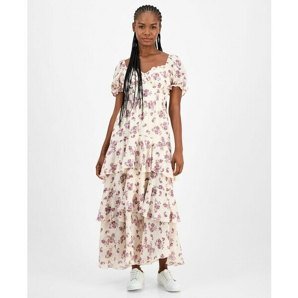 アンド ナウ ディス レディース ワンピース トップス Women's Lace-Trim Babydoll Maxi Dress, PXXS-4X..