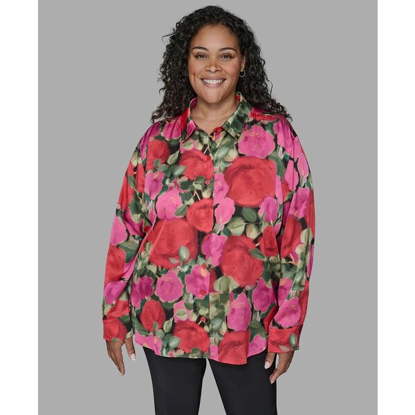 カールラガーフェルド レディース カットソー トップス Plus Size Floral Print Long Sleeve Top Admir..