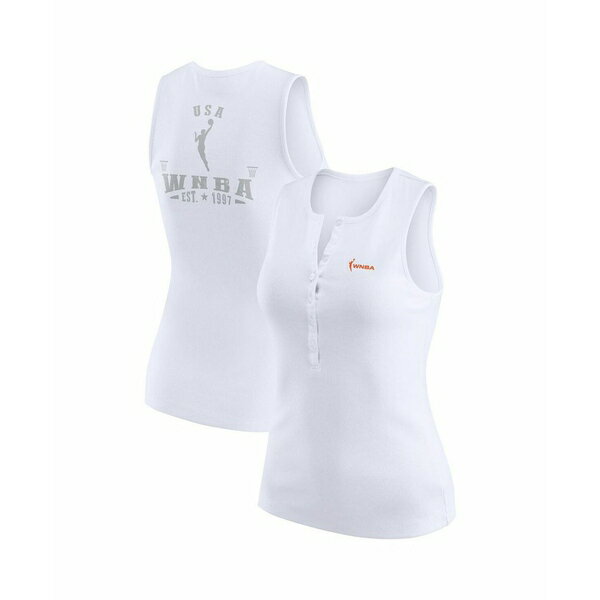 ウェア バイ エリン・アンドリューズ レディース カットソー トップス Women's White WNBA Gear Rib-Knit Henley Tank Top White(4)