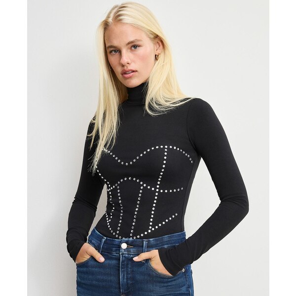 グッドアメリカン レディース カットソー トップス Women's Dolly Joleans Crystal Corset Bodysuit Th..