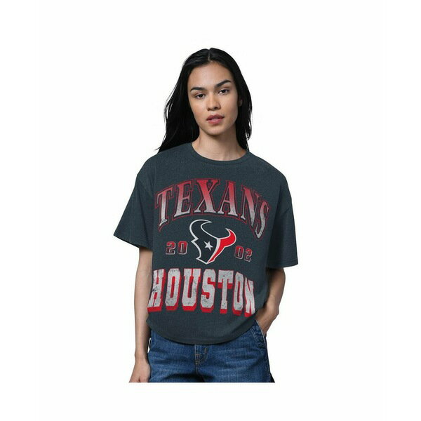スターター レディース カットソー トップス Women's Heather Navy Houston Texans Oversized Hall of ..