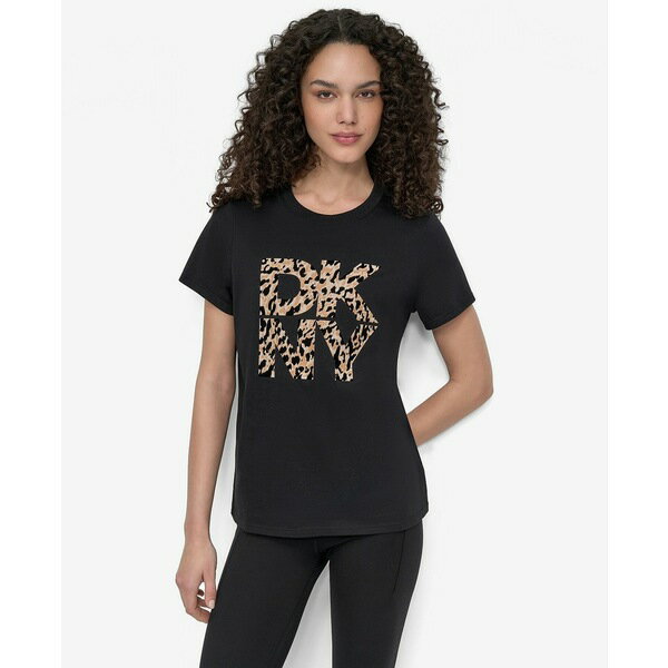 ダナ キャラン ニューヨーク レディース Tシャツ トップス Women's Stacked Animal Print Crew Neck T-..