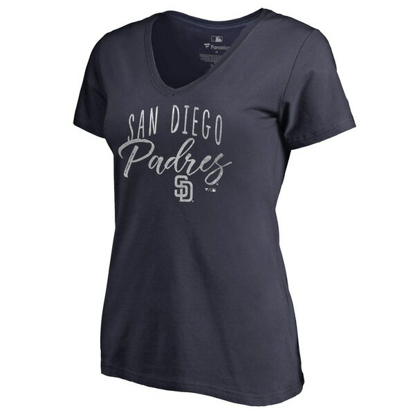 ファナティクス レディース Tシャツ トップス San Diego Padres Fanatics Branded Women's Graceful VNeck TShirt Navy