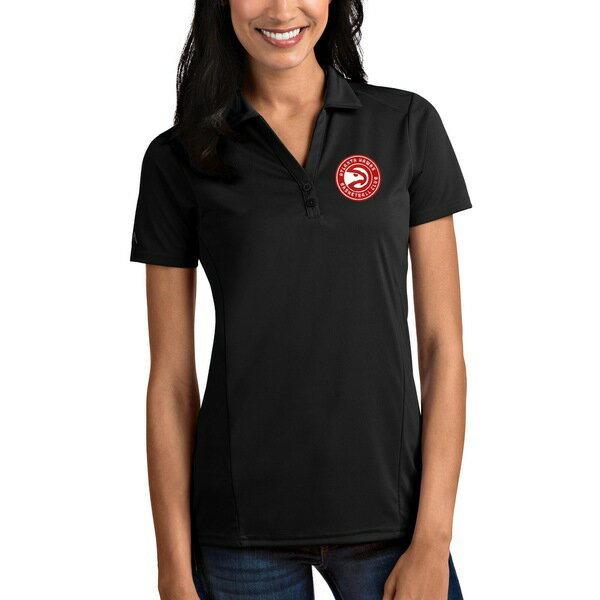 アンティグア レディース ポロシャツ トップス Atlanta Hawks Antigua Women's Tribute Polo Black 1