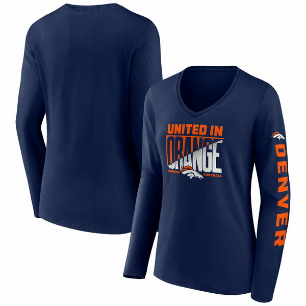 ファナティクス レディース Tシャツ トップス Denver Broncos Fanatics Branded Women's Hometown Sweep Long Sleeve VNeck TShirt Navy