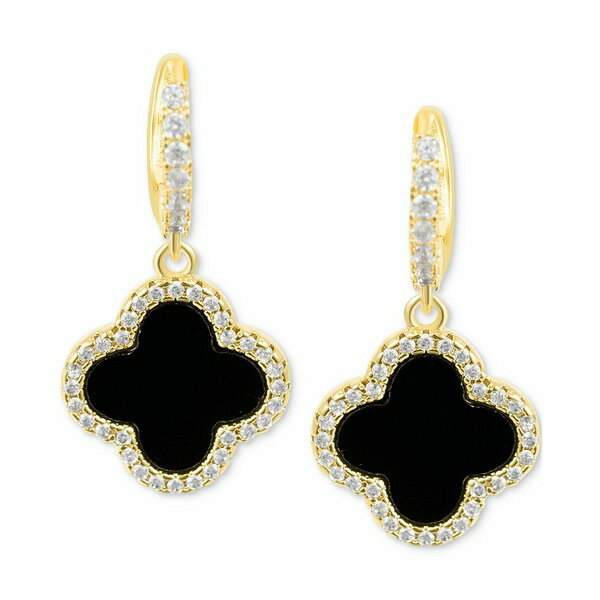 アドニア レディース ピアス&イヤリング アクセサリー Gold Crystal Halo Colored Clover Dangle Huggie Earrings Gold/Black