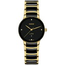 ラド レディース ブレスレット・バングル・アンクレット アクセサリー Women's Swiss Centrix Diamond Accent Black Ceramic & Gold PVD Bracelet Watch 31mm Black(4)