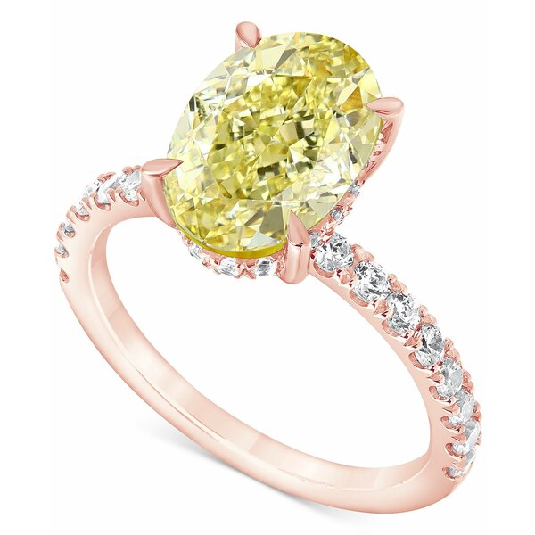 バッジェリーミシュカ レディース リング アクセサリー IGI Certified Lab Grown Yellow Diamond Oval-Shaped Engagement Ring (3-1/2 ct. t.w.) in 14k White, Yellow or Rose Gold Rose Gold