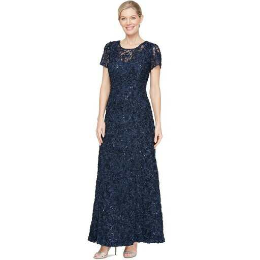 アレックスイブニングス レディース ワンピース トップス Women's Soutache Sequinned A-Line Dress Navy アレックスイブニングス レディース ワンピース トップス Women's Soutache Sequinned A-Line Dress Navy