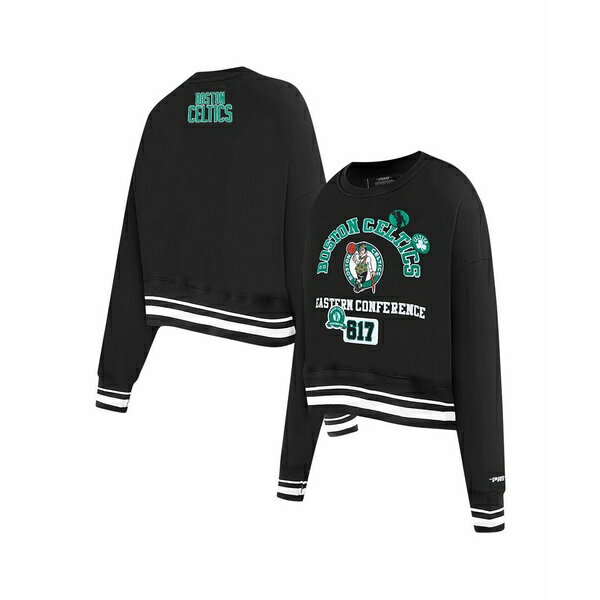 ץ ǥ åȥ ȥåץ Women's Black Boston Celtics Area Code Cropped Pullover Sweatshirt Black