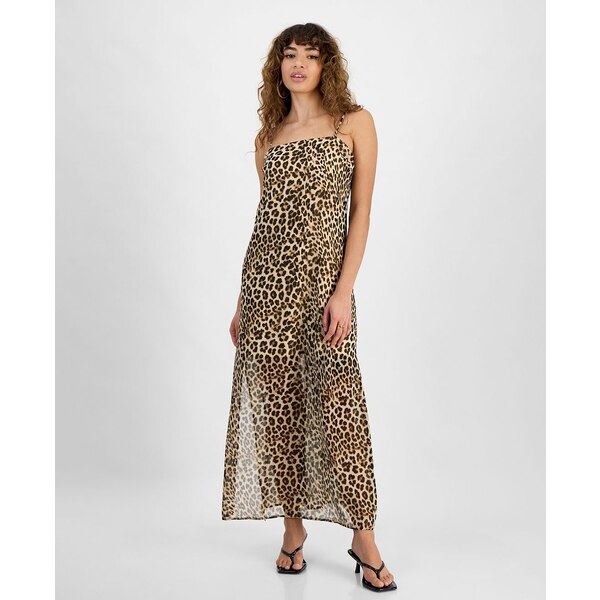 バースリー レディース ワンピース トップス Women's Printed Mesh Overlay Maxi Dress, Exclusively at Macy's Clara Cheetah A