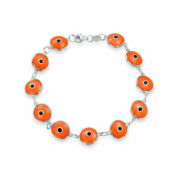 ブリング レディース ブレスレット・バングル・アンクレット アクセサリー Protection Good Luck Amulet Turkish Translucent Glass Bead Evil Eye Bracelet Sterling Silver Orange
