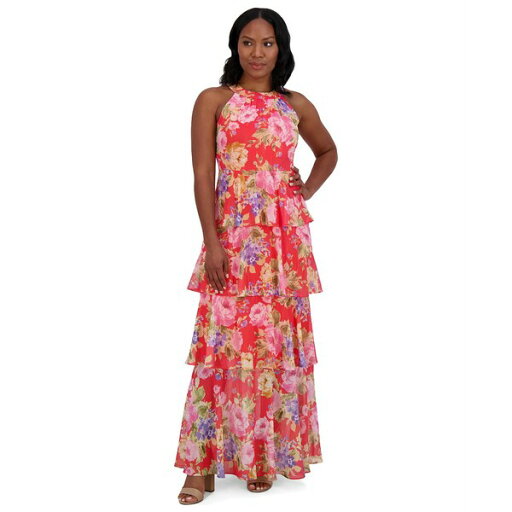 ジェシカハワード レディース ワンピース トップス Women's Floral-Print Tiered Halter Gown Poppy ジェシカハワード レディース ワンピース トップス Women's Floral-Print Tiered Halter Gown Poppy