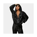 ベベ レディース パーカー・スウェットシャツ アウター Women's Bebe X Ciara Sequin Hoodie Jacket Black