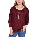 ニューヨークコレクション レディース カットソー トップス Petite Long Sleeve Knit Top Burgundy(4)