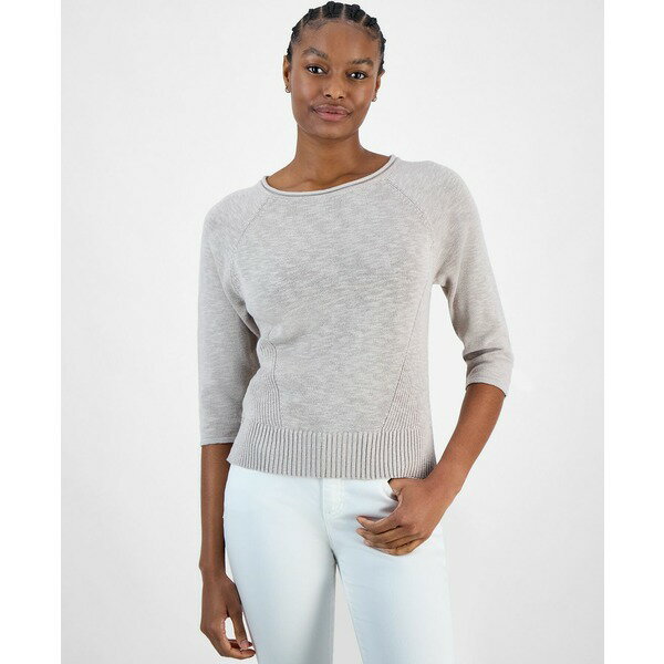 㡼 ǥ ˥å&  Women's 3/4-Sleeve Linen-Blend Sweater, E...