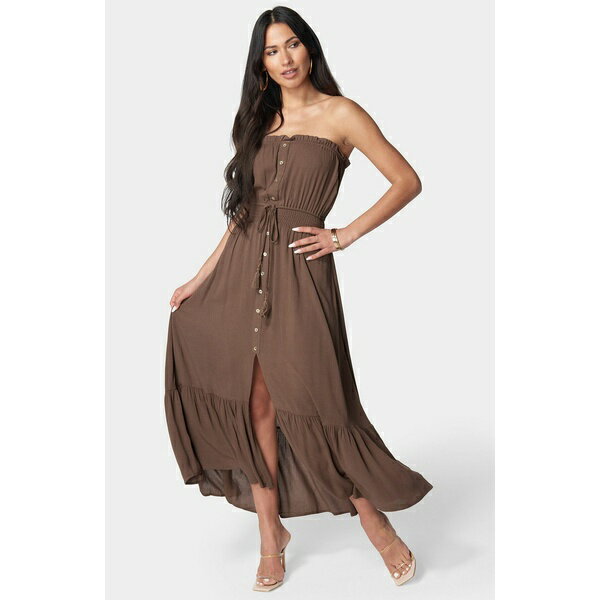 ベベ レディース ワンピース トップス Women's Strapless Maxi Dress Tan
