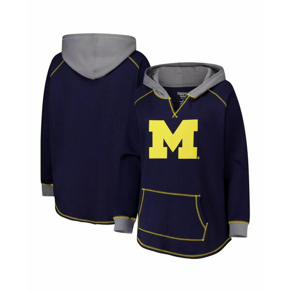 ファナティクス レディース カットソー トップス Women's Navy Michigan Wolverines Plus Size Boom Pullover Hoodie Navy