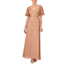 アドリアナ パペル レディース ワンピース トップス Women's Embellished Flutter-Sleeve Gown Terracotta