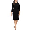 ロンドンタイムス レディース ワンピース トップス Petite 3/4-Sleeve Tab-Waist Sheath Dress Black