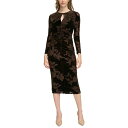 カルバンクライン レディース ワンピース トップス Women's Velvet Keyhole Sheath Dress Coffee Bean